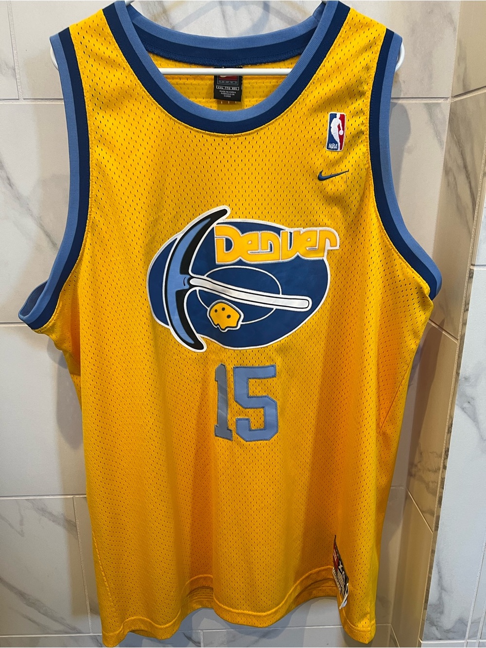 Nike Denver Nuggets Gold and Blue #15 Basketball Jersey Size XXL $50